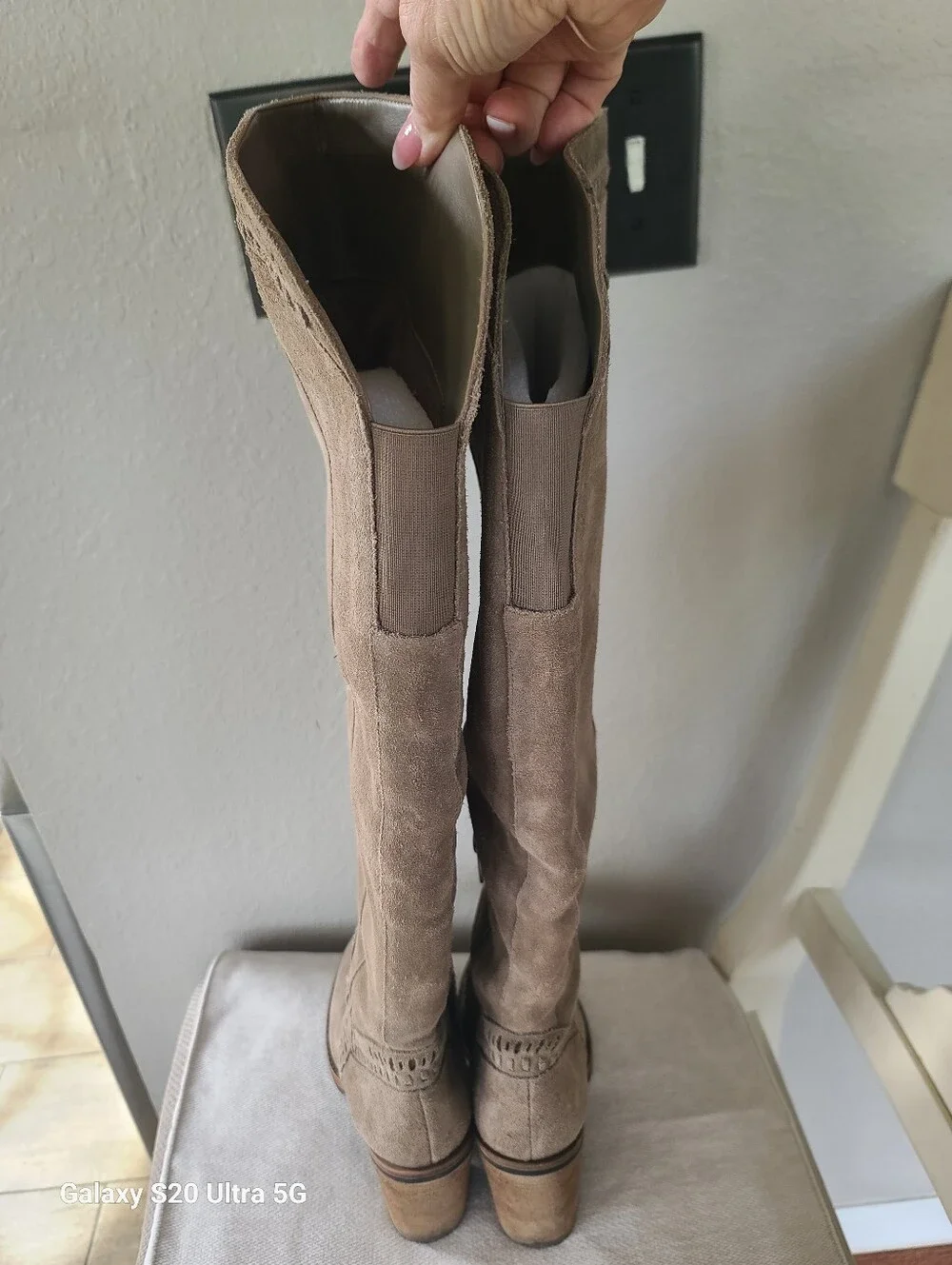Vince Camuto Madolee Over-the-knee Boots Soft Taupe Tan Suede Size 7